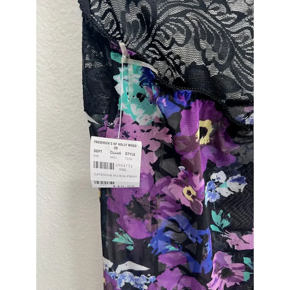 NWT Fredericks Of Hollywood Lace Teddy Slip Floral print size S